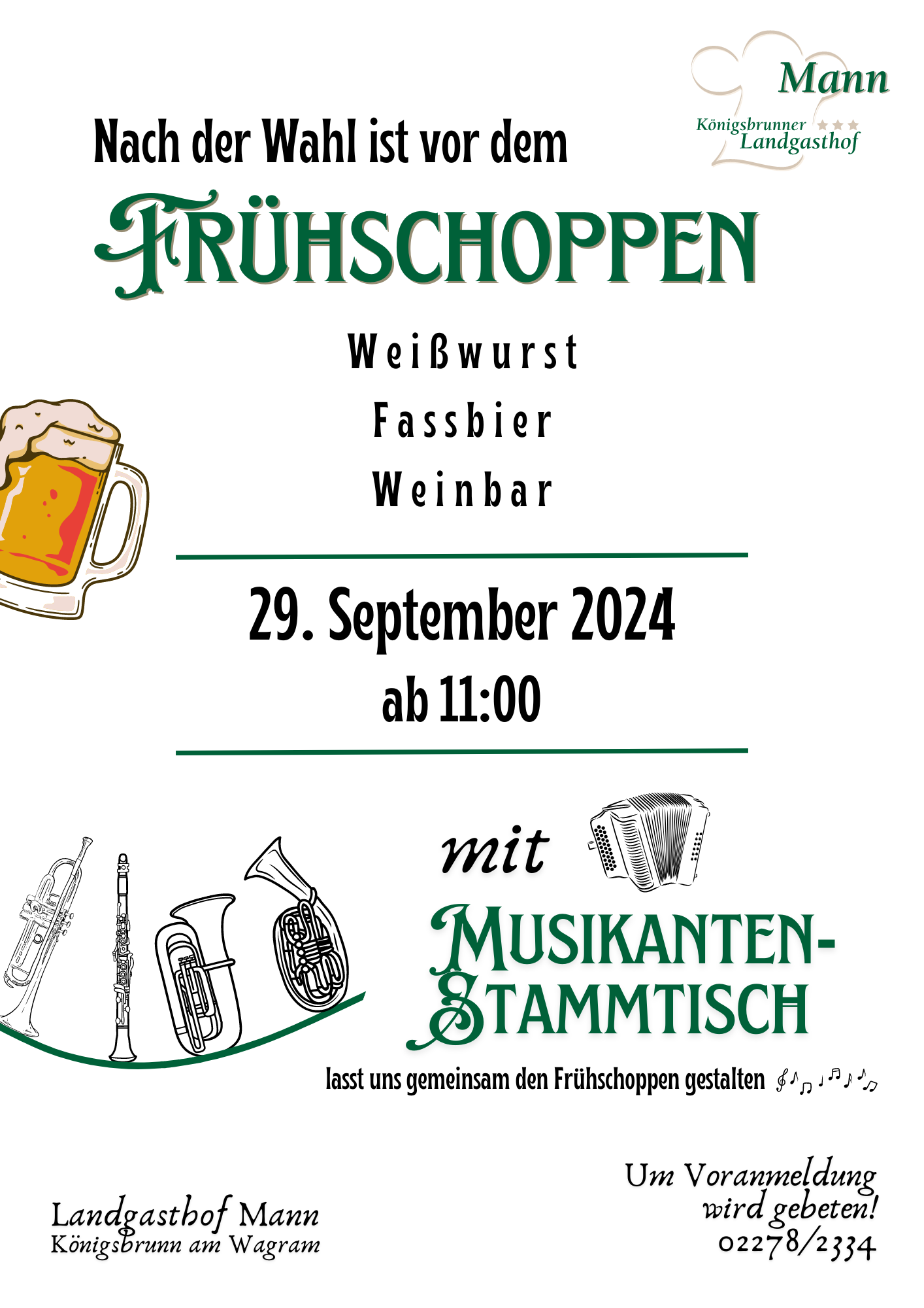 Frühschoppen 28. September ab 11 Uhr